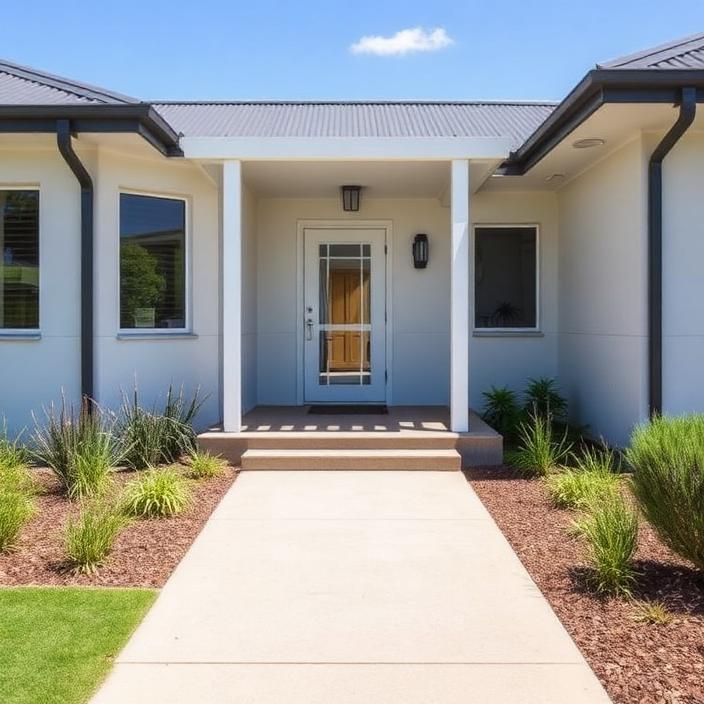 Modern purpose-built SDA home exterior with level path and ramp entrance