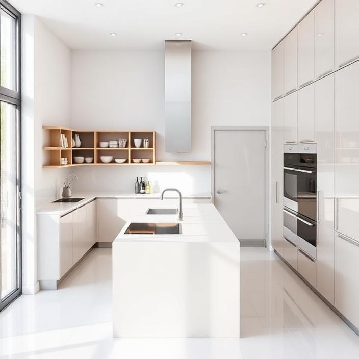 Sleek modern SDA kitchen with lowered island bench and wide circulation