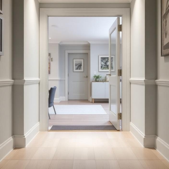 Wide accessible doorway with a smooth threshold in a modern home