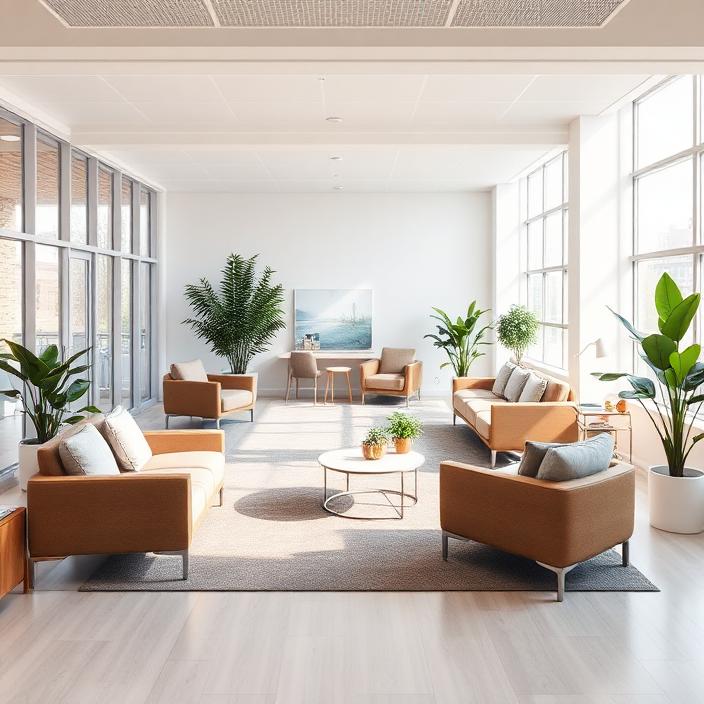 Spacious modern SDA shared lounge with accessible furniture and natural light