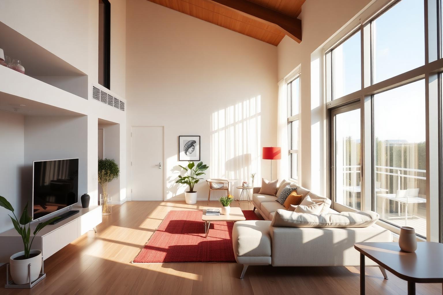 Bright accessible Australian apartment living room with natural light