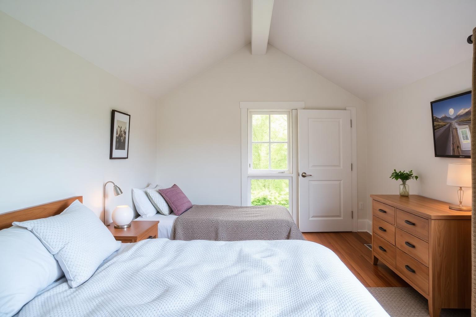 Cosy comfortable respite house bedroom with soft natural light