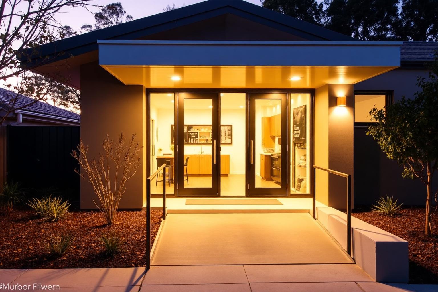 Modern purpose-built accessible home with ramp entrance
